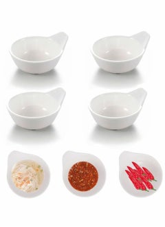 Y&D 4Pcs Sauce Dish Dip Bowls, Round Seasoning Dishes with Handle, Sushi Dipping Bowl Saucers Mini Appetizer Plates  - Image 1