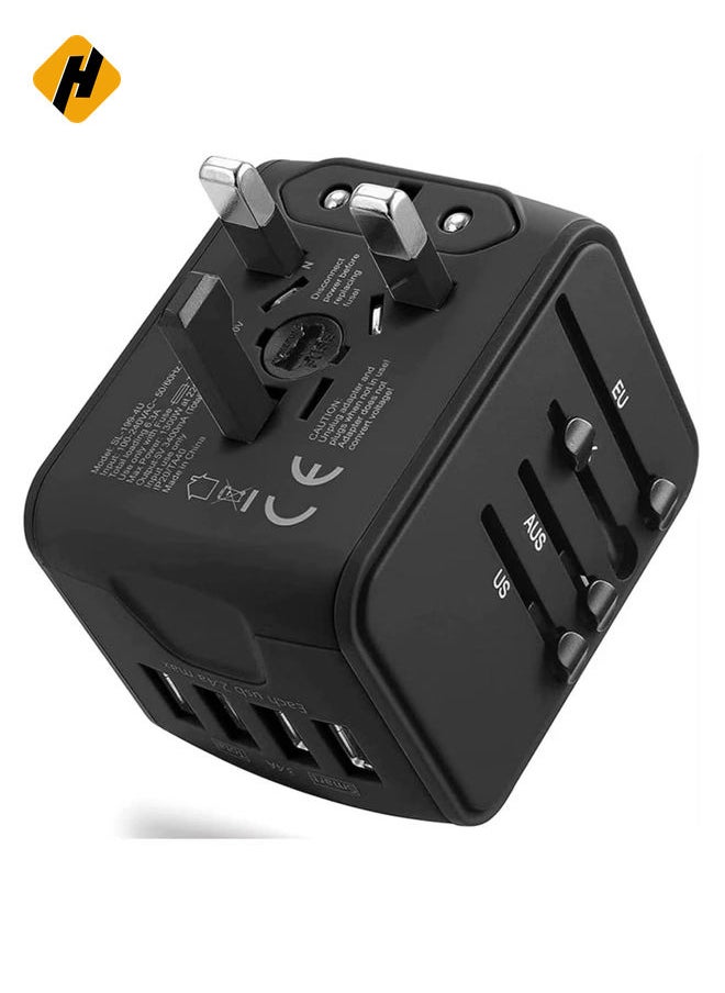 HuHa International Travel Adapter Universal Power Adapter Worldwide All in One 4 USB with Electrical Plug Perfect for European US, EU, UK, AU 160 Countries  - Image 1