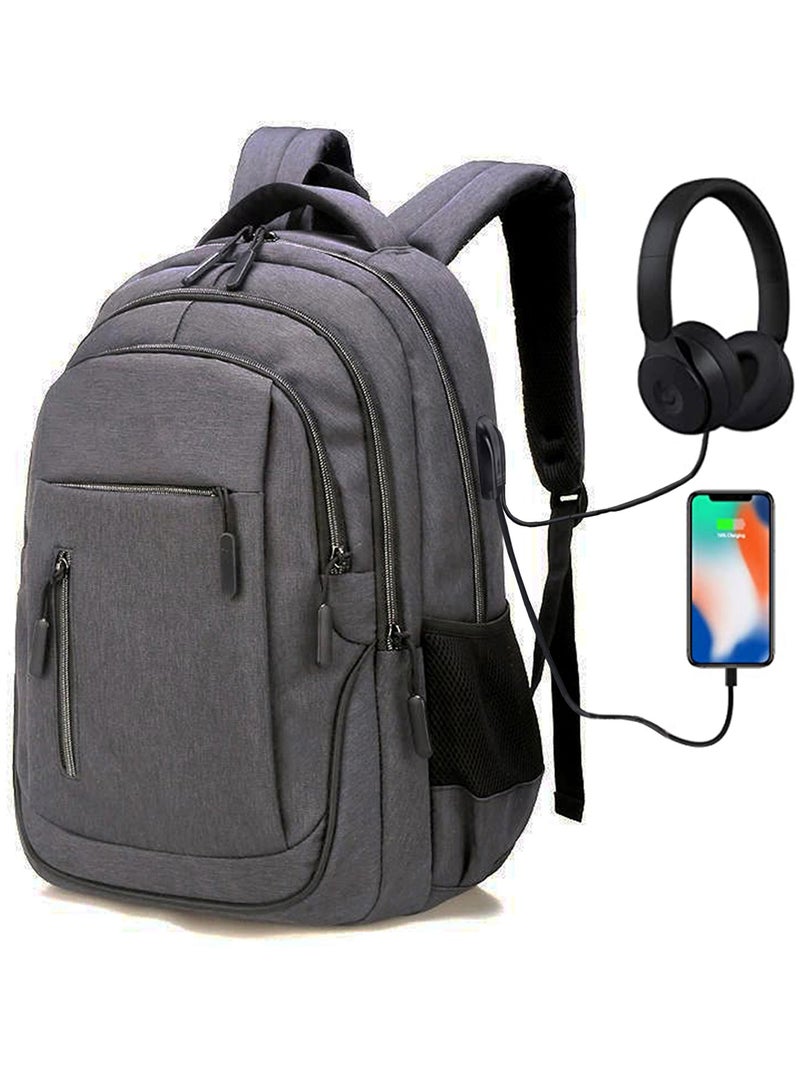 Qiccijoo Qiccijoo Laptop Backpack for Men & Women Business Travel Backpack with Usb Charging Port College School Computer Backpack Fits 15.6 Inch Laptop Notebook(Dark Grey) - Image 1