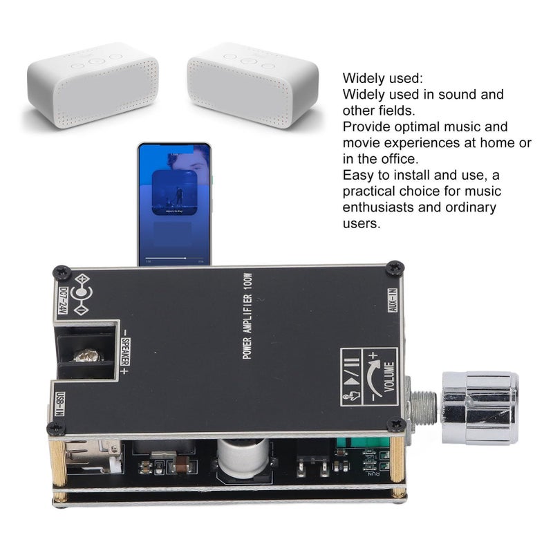 100W DC 7 24V Single Channel Power Amplifier Board with AUX BT USB - Image 4