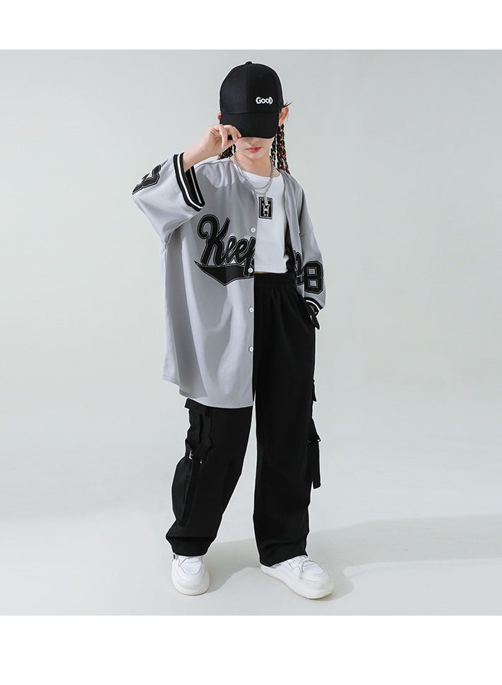 Kids Jazz Dance Costume Baseball Jacket Women's three-piece suit