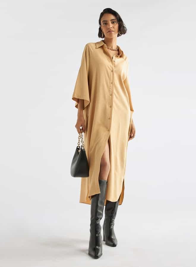 Splash FAV Beige Button-Down Dress - Image 1