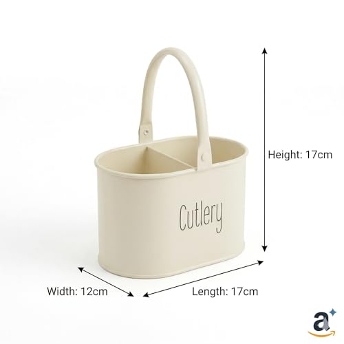 True Decor TrueDecor Oval Cutlery Stand for Kitchen & Dining Table - 3 Compartment Spoon Holder & Knife Organizer - Rust-Proof Galvanized Iron Spoon Stand for Kitchen Steel Countertop & Spatula Ladle Holder - Image 3