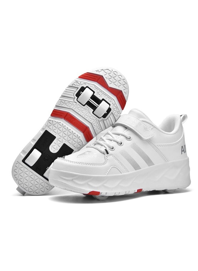 NIBEMINENT Kids Roller Skates Shoes 4 Wheels Roller Shoes Boys Girls Wheel Shoes Roller Sneakers Shoes for Beginner More Balanced  - Image 1