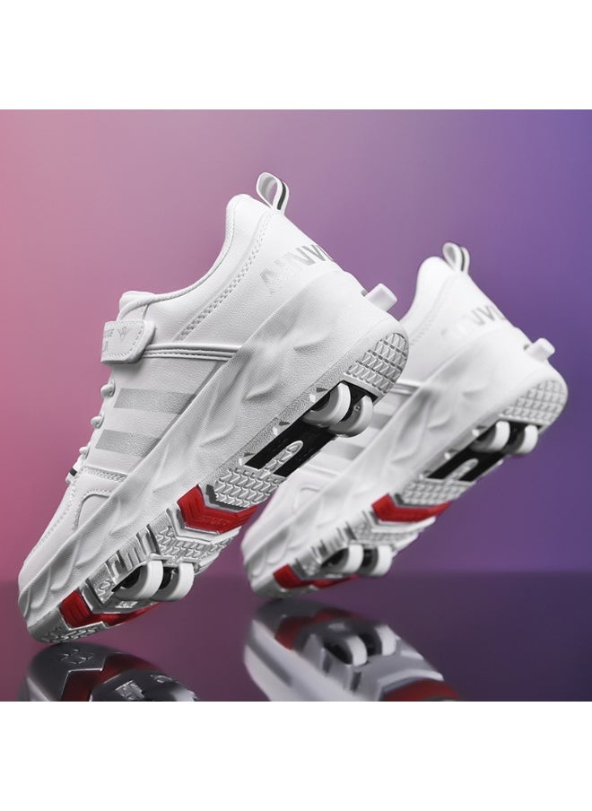 NIBEMINENT Kids Roller Skates Shoes 4 Wheels Roller Shoes Boys Girls Wheel Shoes Roller Sneakers Shoes for Beginner More Balanced  - Image 2