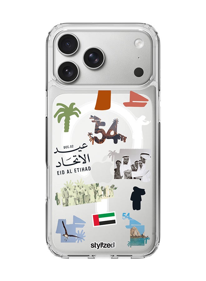 Stylizedd for iPhone 17 Pro Max Case [Compatible with MagSafe] Slim Magnetic cover Clear Phone Case - Eid Al Etihad 54th UAE National Day, Transparent - Image 1