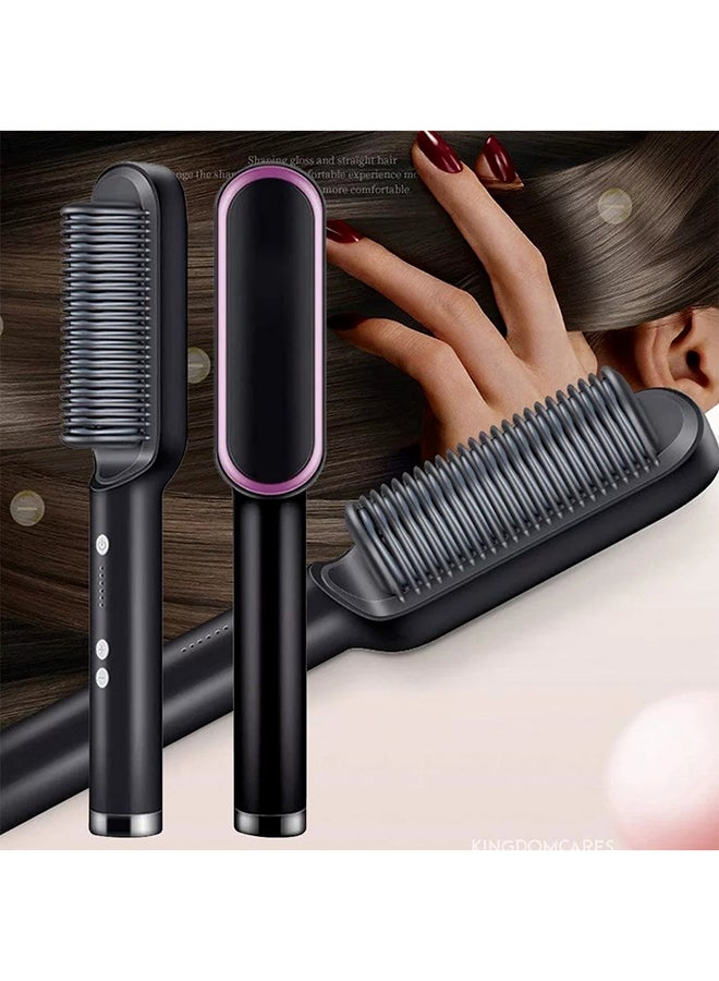 HTC Ceramic Hair Straightener Brush With Tempreature Control Black 33cm - Image 2