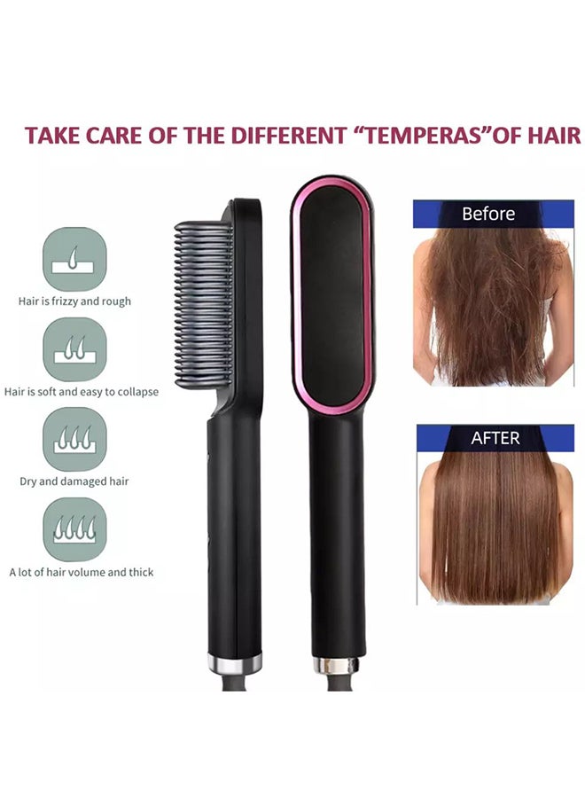 HTC Ceramic Hair Straightener Brush With Tempreature Control Black 33cm - Image 3