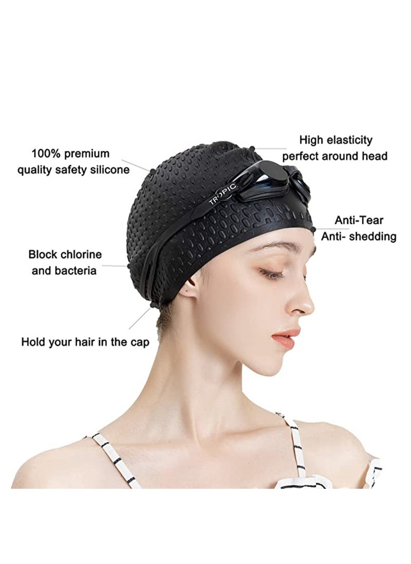 SYOSI Swimming Cap for Women and Men, Ergonomic Design Durable, Silicone Swim Cap, Comfortable Bathing Cap Ideal for Curly Short Medium Long Hair, Shower Caps Keep Hairstyle Unchanged  - Image 2