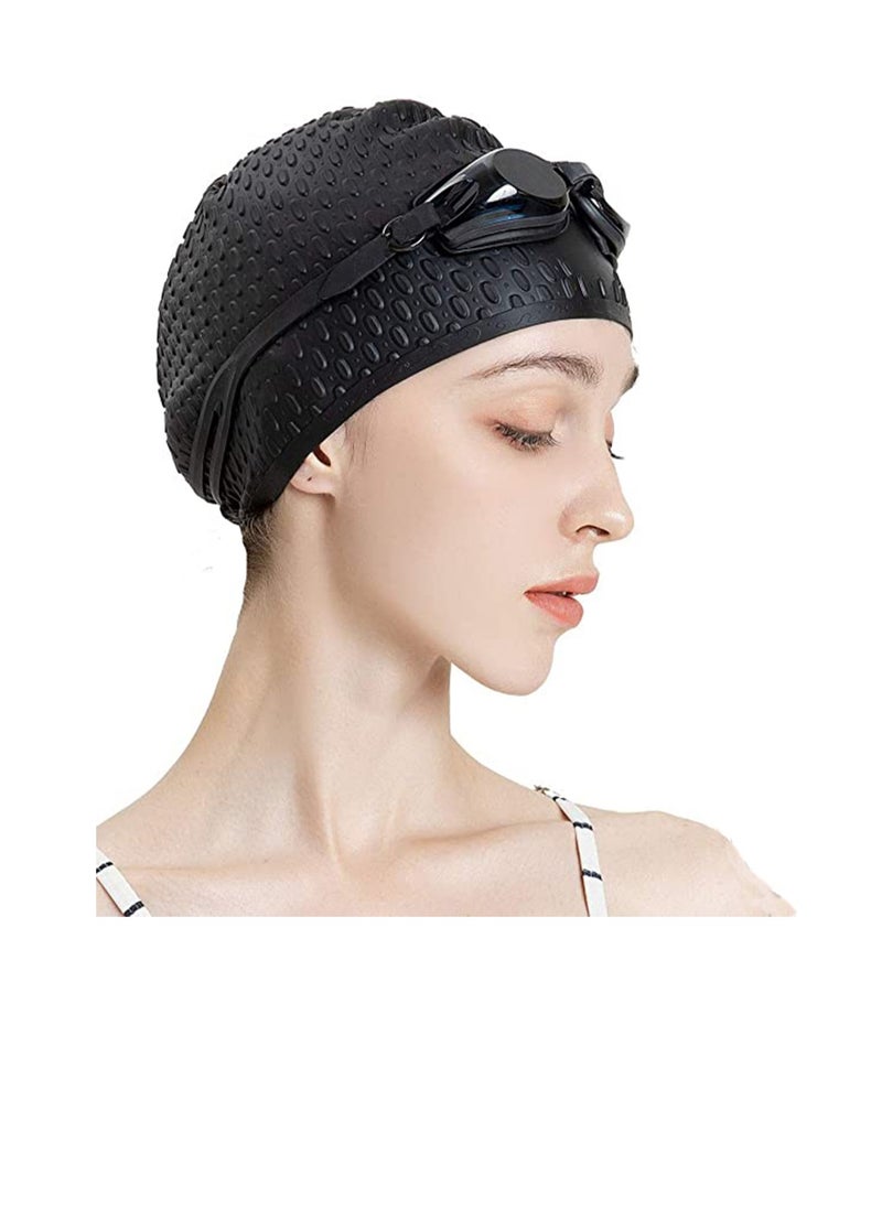 SYOSI Swimming Cap for Women and Men, Ergonomic Design Durable, Silicone Swim Cap, Comfortable Bathing Cap Ideal for Curly Short Medium Long Hair, Shower Caps Keep Hairstyle Unchanged  - Image 1