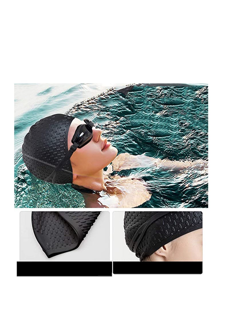 SYOSI Swimming Cap for Women and Men, Ergonomic Design Durable, Silicone Swim Cap, Comfortable Bathing Cap Ideal for Curly Short Medium Long Hair, Shower Caps Keep Hairstyle Unchanged  - Image 3
