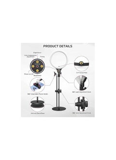 Ulanzi Ring Light Desk with Horizontal Boom Arm, 10" Ring Light with Phone Tripod Stand, 3500k-6500K Dimmable, Ring Light with Phone Holder for Video Recording, Live Stream, Portrait, Makeup  - Image 4