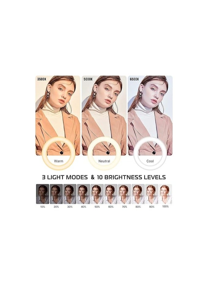 Ulanzi Ring Light Desk with Horizontal Boom Arm, 10" Ring Light with Phone Tripod Stand, 3500k-6500K Dimmable, Ring Light with Phone Holder for Video Recording, Live Stream, Portrait, Makeup - Image 5