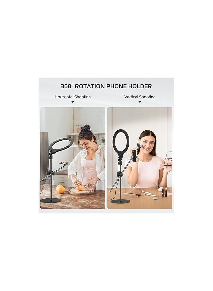 Ulanzi Ring Light Desk with Horizontal Boom Arm, 10" Ring Light with Phone Tripod Stand, 3500k-6500K Dimmable, Ring Light with Phone Holder for Video Recording, Live Stream, Portrait, Makeup - Image 3