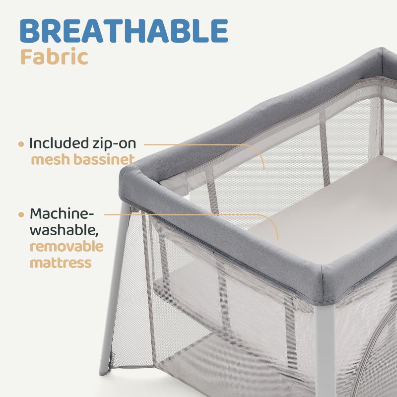 HARPPA Travel Crib, Lightweight Portable Crib Requires No Assembly, Foldable Pack and Play for Baby and Toddlers, Compact Play Yard with Bed,Gray - Image 5