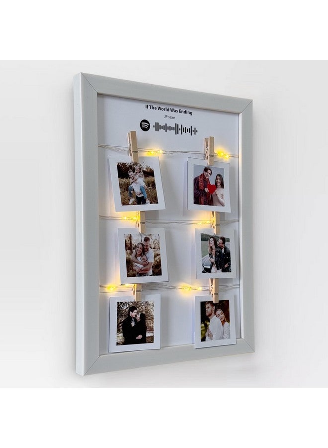 Art Street Spotify Song & Photo LED Frame Polaroid Wall & Table Display for Valentine’s Day, Couples, Friends, Family (White, 8x12 Inch, 6 Photos) - Image 2