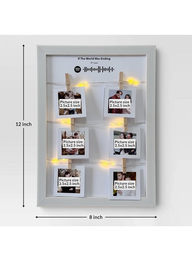 Art Street Spotify Song & Photo LED Frame Polaroid Wall & Table Display for Valentine’s Day, Couples, Friends, Family (White, 8x12 Inch, 6 Photos) - Image 5