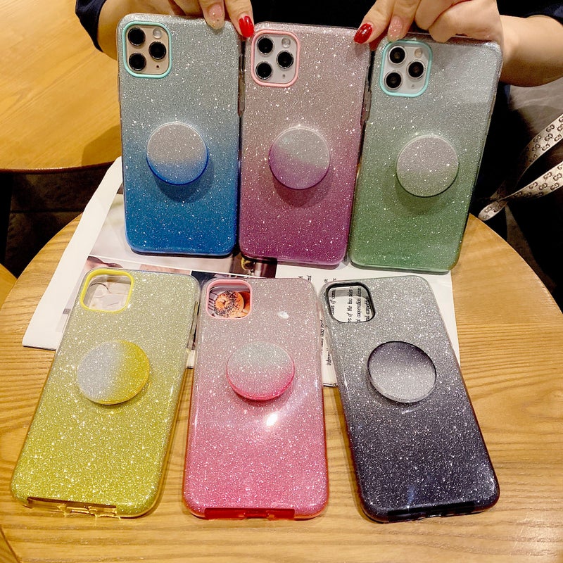 Generic (Unbranded) For VIVO Y91/Y93/Y95 with hole/V17/S1 Pro/Y95 Phone Case Gradient Color Glitter Powder Cover Airbag Bracket blue - Image 3