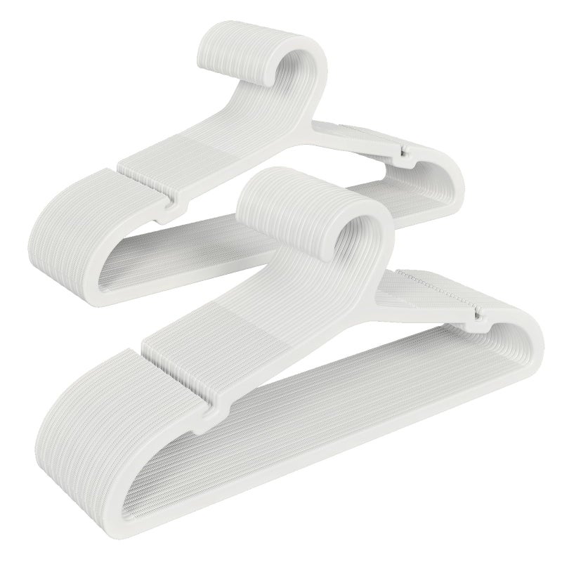 ABHENG 50 Pack Clothes Hangers Non Slip Plastic Coat Hangers Space Saving Hangers Heavy Duty Hanging Dry Wet Clothes 164 x 83 White UAPY0550W - Image 2