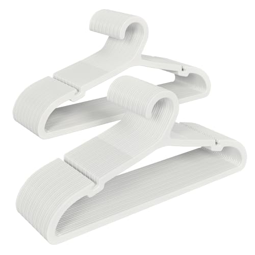 ABHENG 50 Pack Clothes Hangers Non Slip Plastic Coat Hangers Space Saving Hangers Heavy Duty Hanging Dry Wet Clothes 164 x 83 White UAPY0550W - Image 1