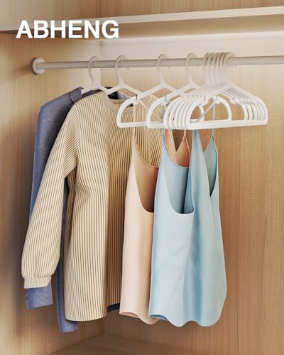 ABHENG 50 Pack Clothes Hangers Non Slip Plastic Coat Hangers Space Saving Hangers Heavy Duty Hanging Dry Wet Clothes 164 x 83 White UAPY0550W - Image 3