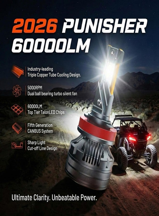 LUXSTER | Punisher H11 H9 LED Bulbs, H8 H16 Foglight, 40000LM Ultra Bright, Triple Copper Pipes Cooling Tech(Unique), Plug-N-Play Installation, 6000K Pure White, IP68 Waterproof, Pack of 2 - Image 4