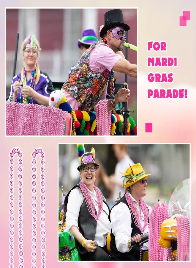 Sureio 144 Pieces Bulk Pink Bead Necklaces Breast Cancer Items 33 Inch 7 mm Pink Metallic Party Necklace for Baby Shower Gender Reveal Bachelorette Party Costume Breast Cancer Awareness Accessories - Image 4