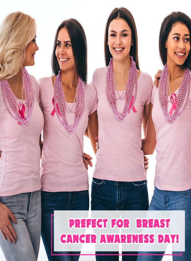 Sureio 144 Pieces Bulk Pink Bead Necklaces Breast Cancer Items 33 Inch 7 mm Pink Metallic Party Necklace for Baby Shower Gender Reveal Bachelorette Party Costume Breast Cancer Awareness Accessories - Image 5