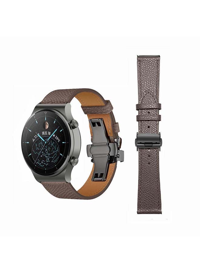 Perfii Genuine Leather Replacement Band 22mm For Huawei Watch GT2 Pro Grey - Image 1