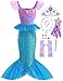 Luzlen Little Girls Mermaid Princess Costume Party Dress for Toddler Kids Baby Halloween Cosplay Dress Up with Accessories Blue 45 YearsTag 120 - Image 3