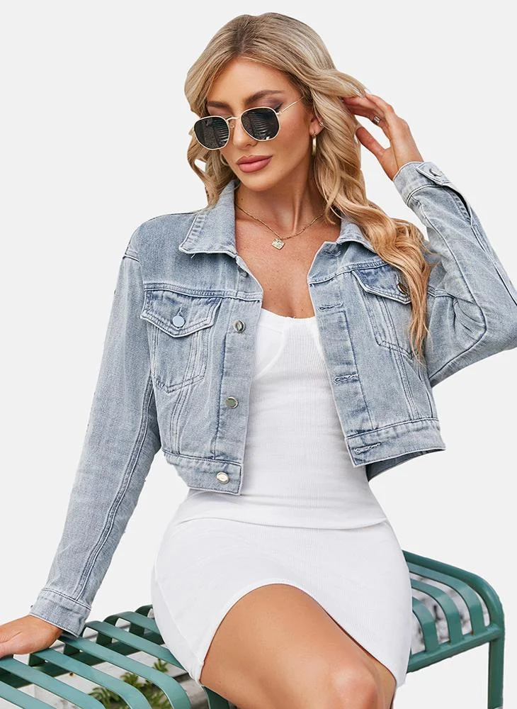 يونيكي Blue Denim A-Line Mini Skirt