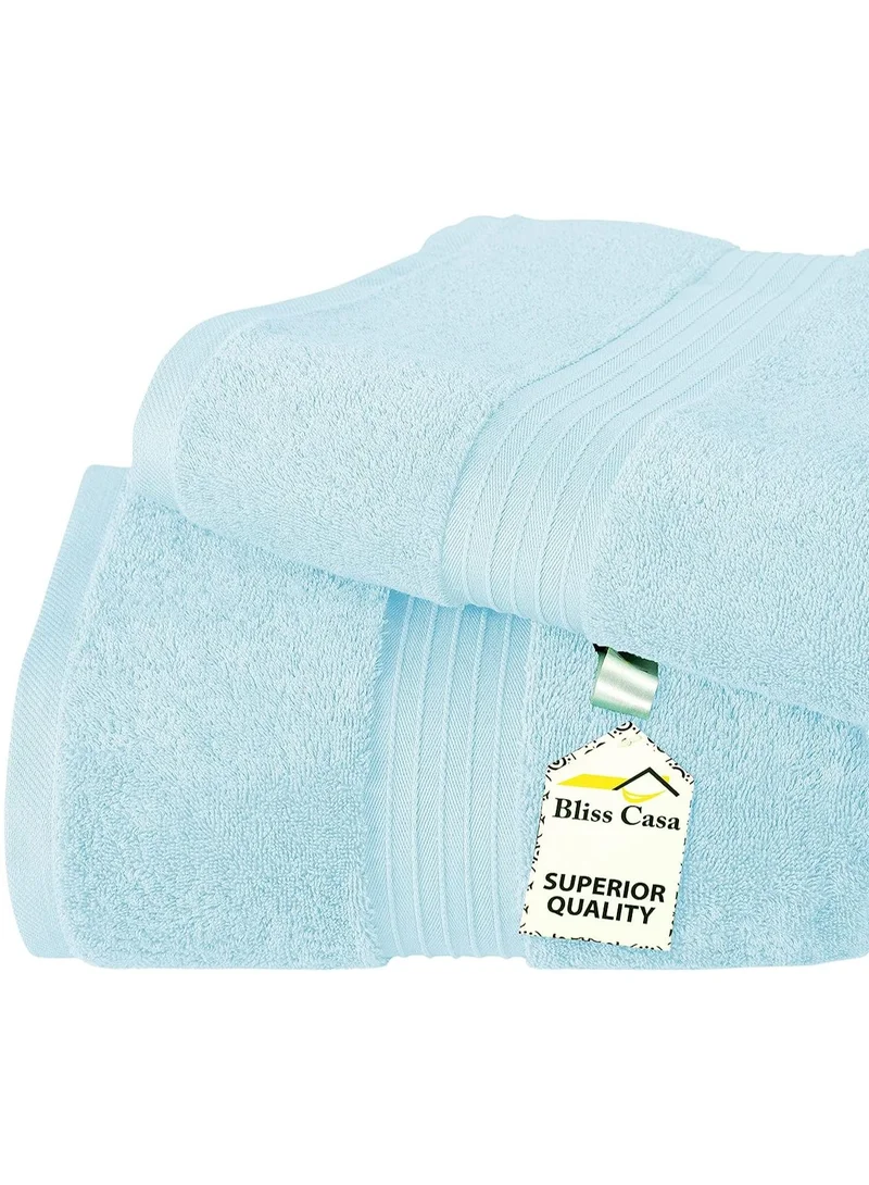 بليس كاسا طقم ملاءات حمام من قطعتين مصنوع من القطن الممشط بنسبة 100% بوزن 550 جرام لكل متر مربع، سريع الجفاف عالي الامتصاص وسميك وناعم بجودة الفنادق للحمام ومناشف السبا باللون الأزرق مقاس 80 × 190 سم