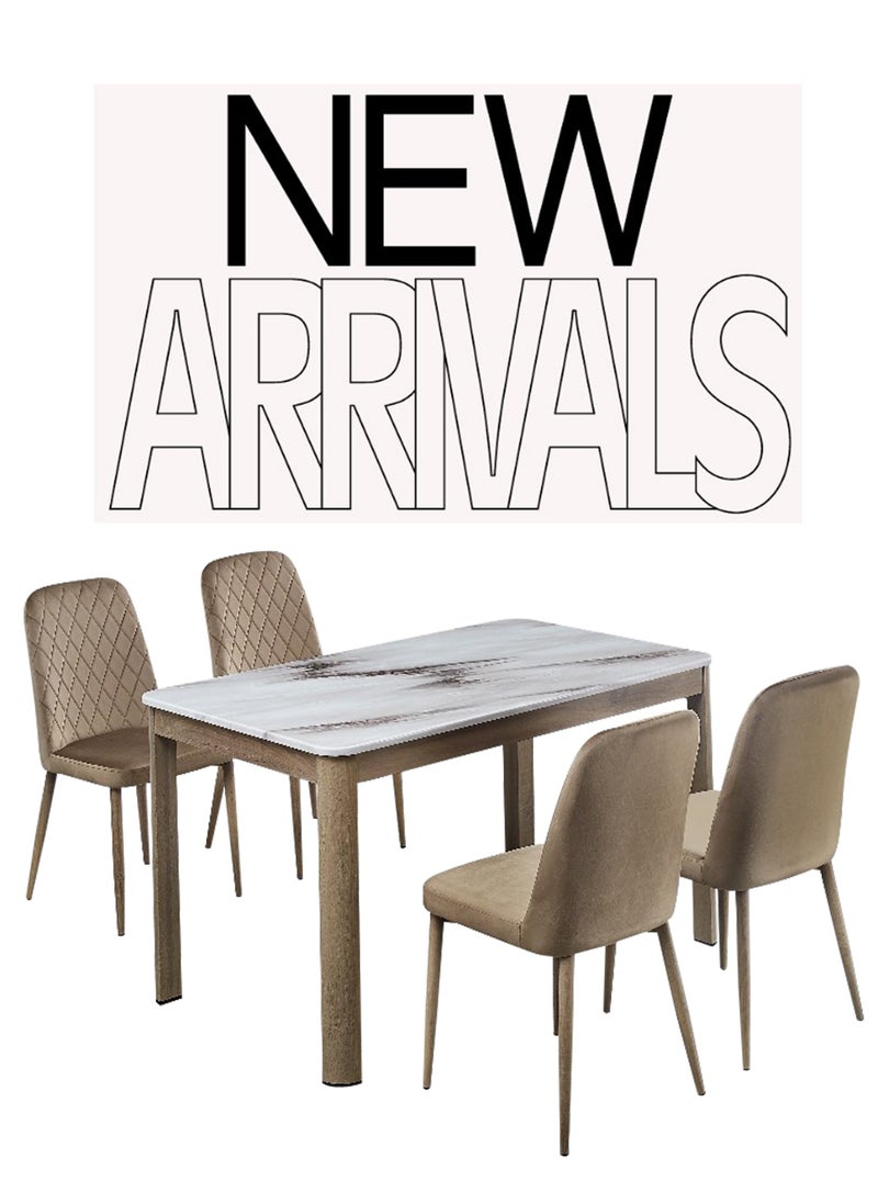 Living - Dining Table Set For 1+4 people with marble top 130*80cm - Image 1