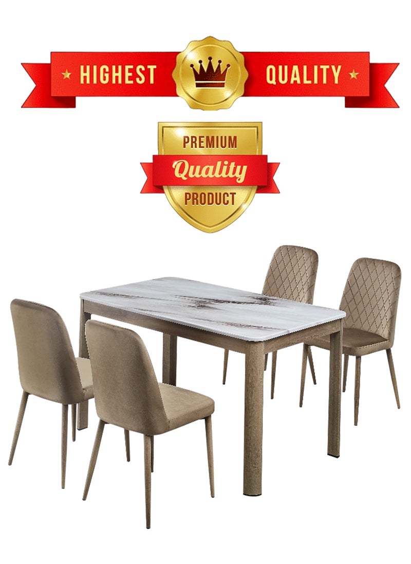 Living - Dining Table Set For 1+4 people with marble top 130*80cm - Image 1