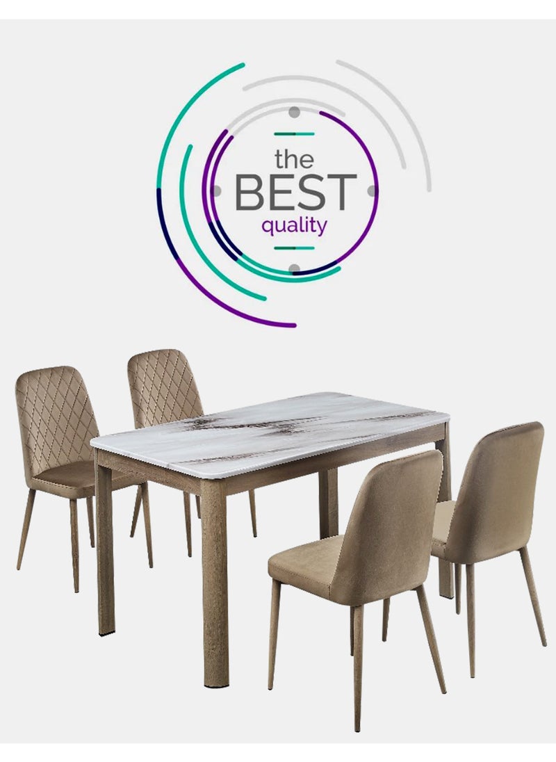 Living - Dining Table Set For 1+4 people with marble top 130*80cm - Image 1