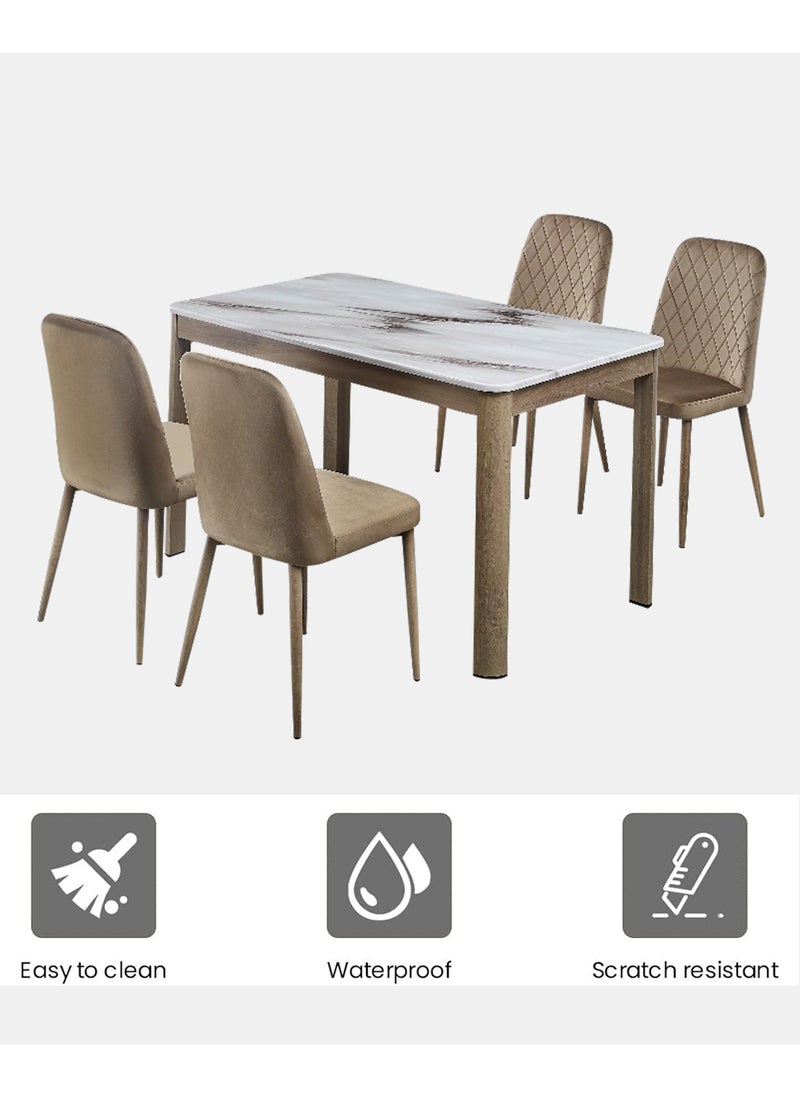 Living - Dining Table Set For 1+4 people with marble top 130*80cm - Image 1