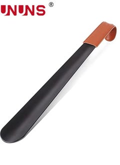 UNUNS Shoe Horn Long Handle for Seniors,Metal Long Shoehorn Boot Horn for Boots,42CM Boot Horn with Leather Handle Extra Long Shoe Horn for Men Women Kids  - Image 1