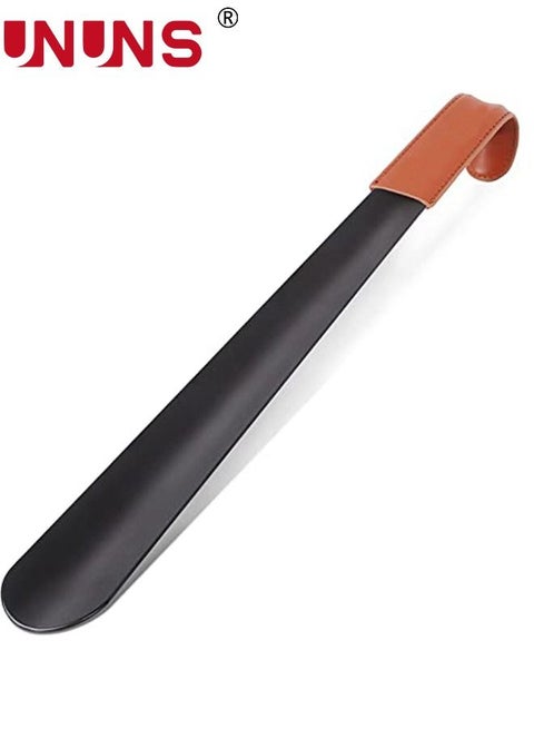 Shoe Horn Long Handle for Seniors,Metal Long Shoehorn Boot Horn for Boots,42CM Boot Horn with Leather Handle Extra Long Shoe Horn for Men Women Kids