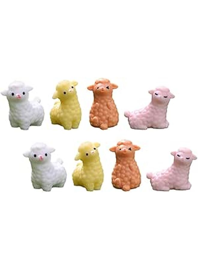 Mini Resin Alpaca Figurines Set 8Pcs Cute Animal Ornaments for Garden Landscape Patio Decor - Image 1