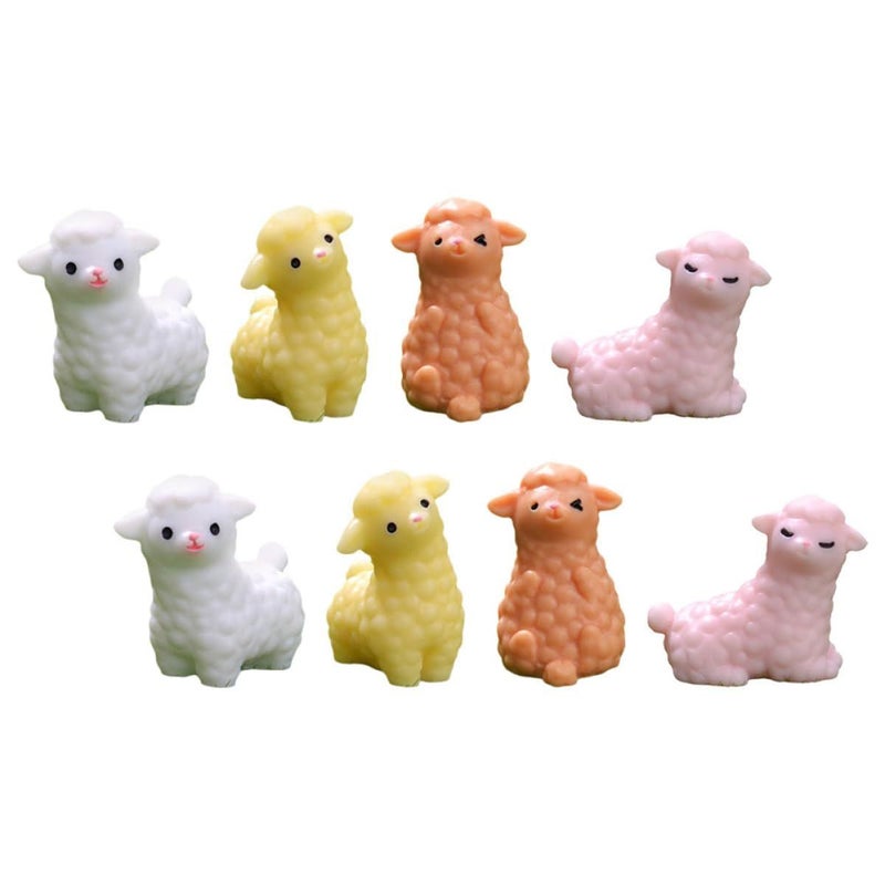 Mini Resin Alpaca Figurines Set 8Pcs Cute Animal Ornaments for Garden Landscape Patio Decor - Image 2