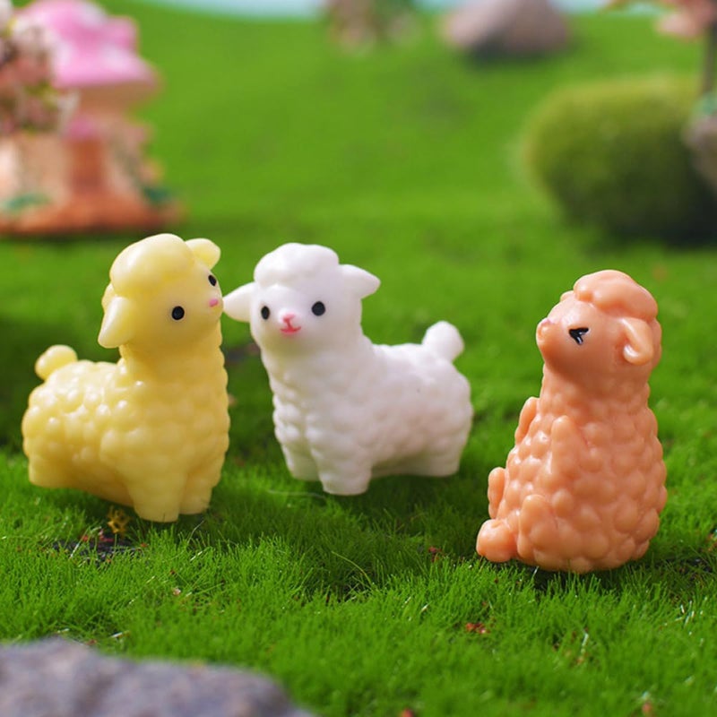 Mini Resin Alpaca Figurines Set 8Pcs Cute Animal Ornaments for Garden Landscape Patio Decor - Image 5