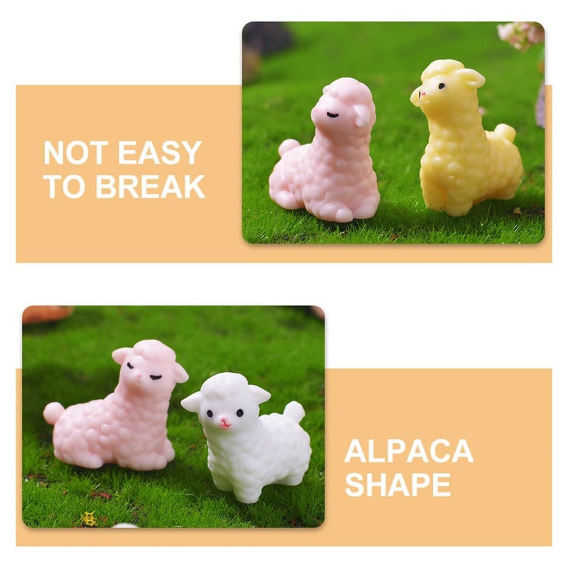 Mini Resin Alpaca Figurines Set 8Pcs Cute Animal Ornaments for Garden Landscape Patio Decor - Image 4