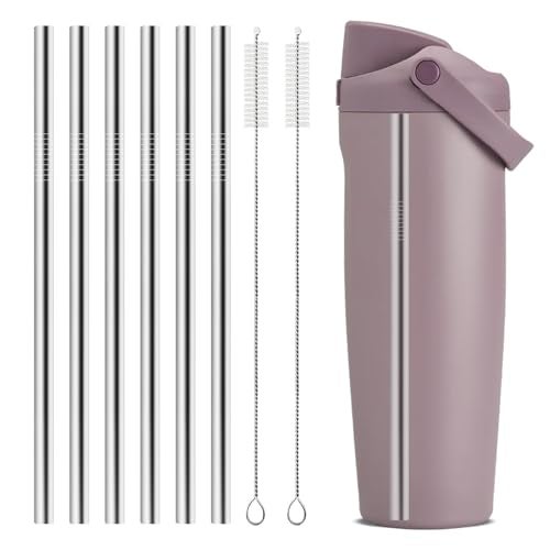 XZESH 6Pcs Metal Straw Replacement Compatible With Owala FreeSip Sway 40oz Water Bottle, With 2 Straw Cleaner, Reusable Stainless Steel Straws for Owala - Image 1