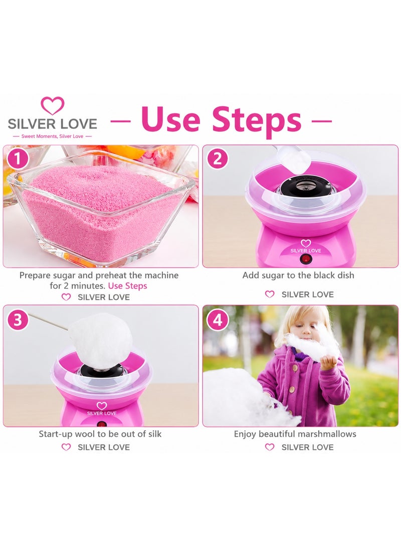 Silver Love Cotton Candy Machine 400W | Mini Electric Cotton Candy Maker | One-Touch Operation | Low Noise | Model FC-001 PINK - Image 4