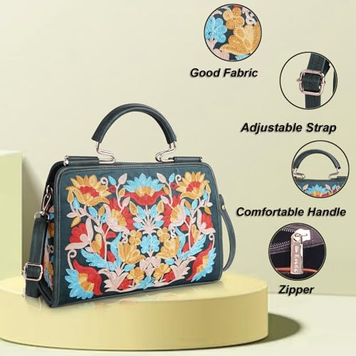 EVEDA Synthetic Leather Stylish Trendy Design Shoulder Crossbody Hobo Women Handbag, Green - Image 2