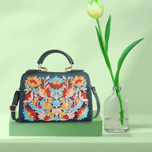 EVEDA Synthetic Leather Stylish Trendy Design Shoulder Crossbody Hobo Women Handbag, Green - Image 5
