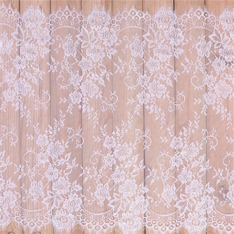 Zthread Eyelash Lace Fabric White Lace Table Runner Wedding Party Xmas Lace Fabirc (29" W x 3 Yards, White) - Image 1