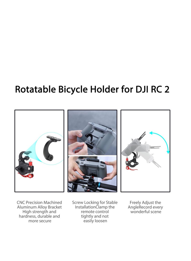 Generic - Adjustable Aluminum Alloy Bike Mount for DJI Mini 4 Pro and Air 3 - Handlebar Bracket for DJI RC 2 Controller, Durable Bicycle Clamp Adapter for Easy Access and Stability. - Image 1