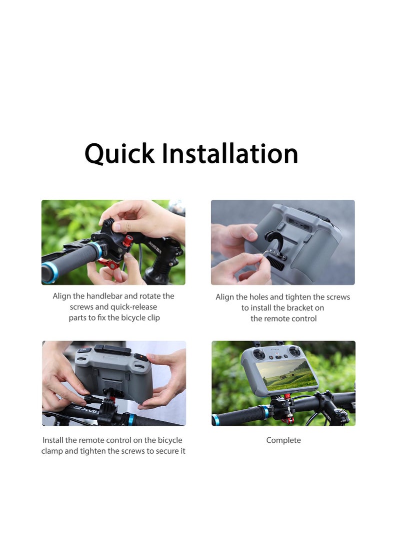 Generic - Adjustable Aluminum Alloy Bike Mount for DJI Mini 4 Pro and Air 3 - Handlebar Bracket for DJI RC 2 Controller, Durable Bicycle Clamp Adapter for Easy Access and Stability. - Image 1
