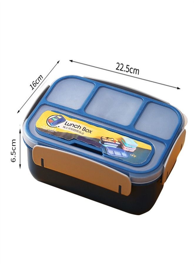 Loquat 1300ML Four Compartment Plastic Microwave Oven Lunch Box Blue 